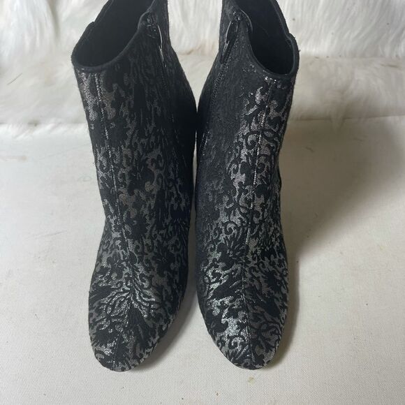 Nina glittery black & silver triple buttons booties with side zipper SZ8.5 - Picture 2 of 9